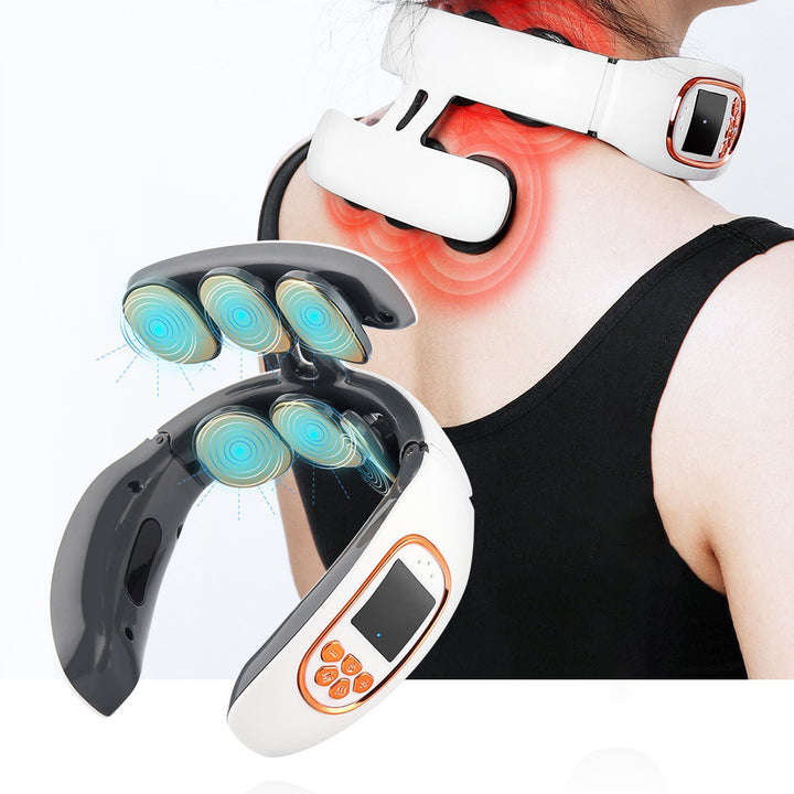 High-Quality 6-Head Cervical Massager with Electric Pulse, Intelligent Neck & Shoulder Massage, Portable Heated Neck Protector for Home Use