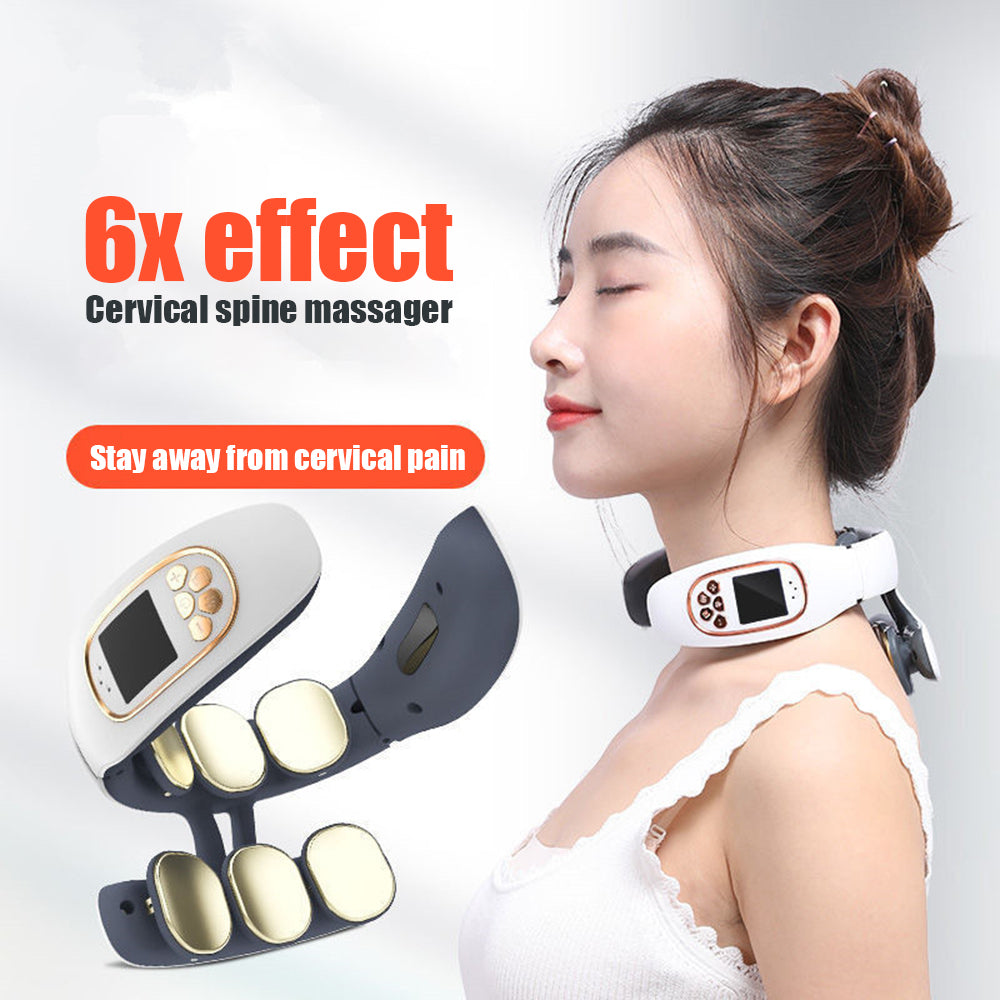 High-Quality 6-Head Cervical Massager with Electric Pulse, Intelligent Neck & Shoulder Massage, Portable Heated Neck Protector for Home Use