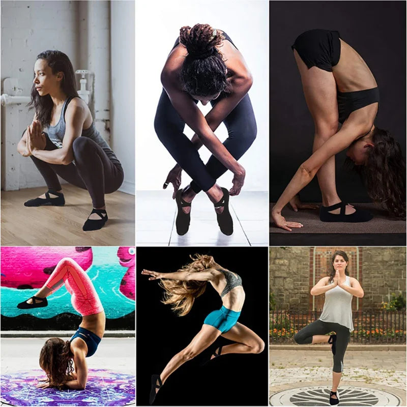 High-Quality Anti-Slip Yoga Socks for Women – Breathable Cotton, Ballet-Inspired Bandage Design, Perfect for Pilates, Dance, Gym, and Acupressure (One Size, Multiple Colors)