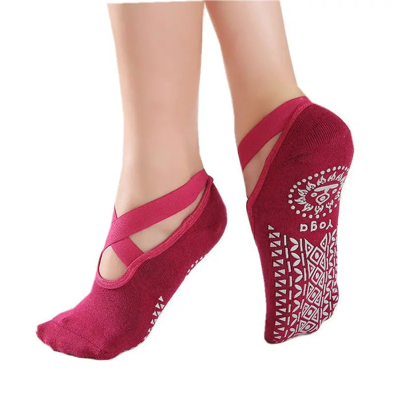 High-Quality Anti-Slip Yoga Socks for Women – Breathable Cotton, Ballet-Inspired Bandage Design, Perfect for Pilates, Dance, Gym, and Acupressure (One Size, Multiple Colors)