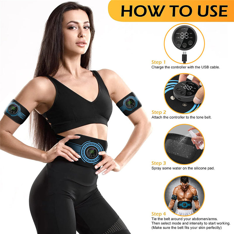 High-Quality EMS Abdominal Toning Belt | Muscle Stimulator for Waist, Arm & Leg | USB Rechargeable, 10 Modes & 39 Levels | Effective Weight Loss & Body Slimming at Home