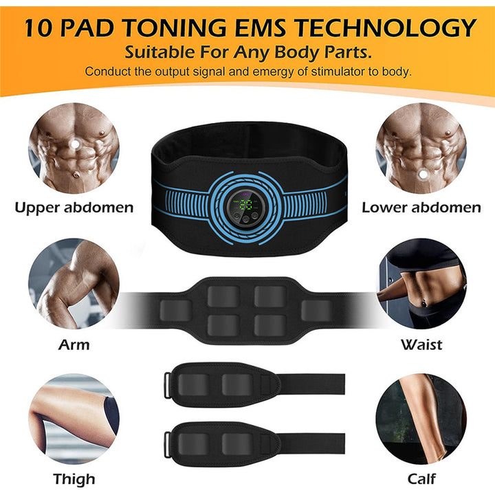 High-Quality EMS Abdominal Toning Belt | Muscle Stimulator for Waist, Arm & Leg | USB Rechargeable, 10 Modes & 39 Levels | Effective Weight Loss & Body Slimming at Home