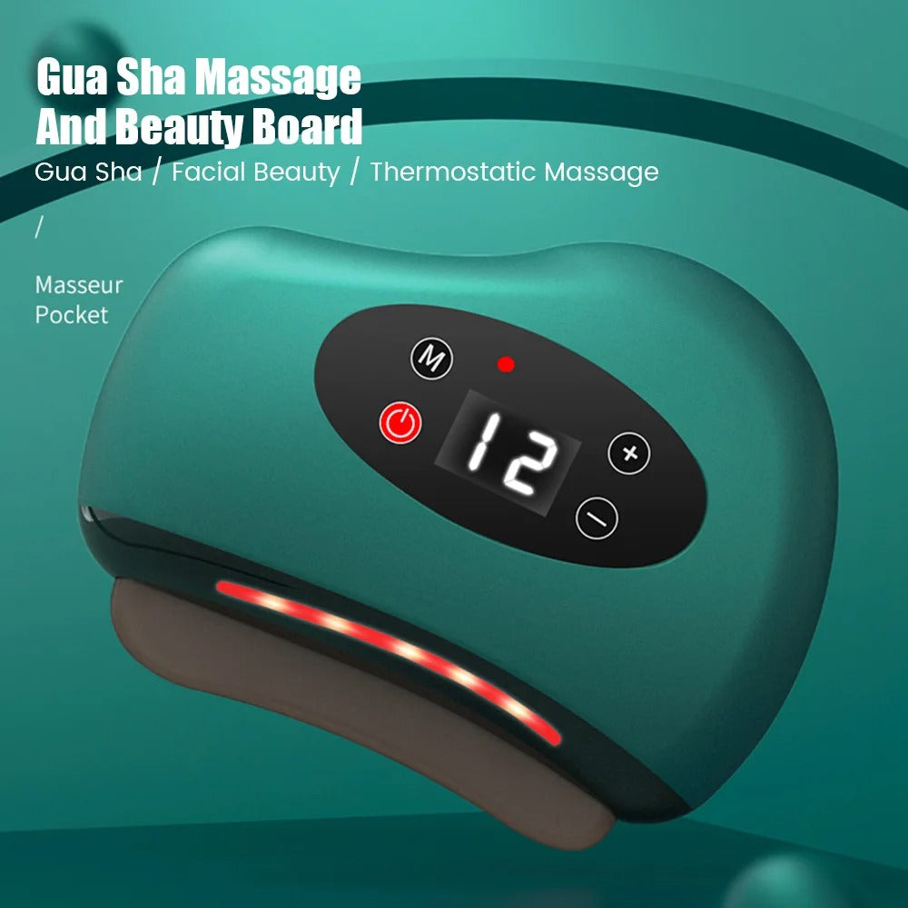 High Quality Electric Guasha Massager with Heating & Vibration – Hot Compress Eye & Face Tool for Skin Lifting & Wrinkle Reduction