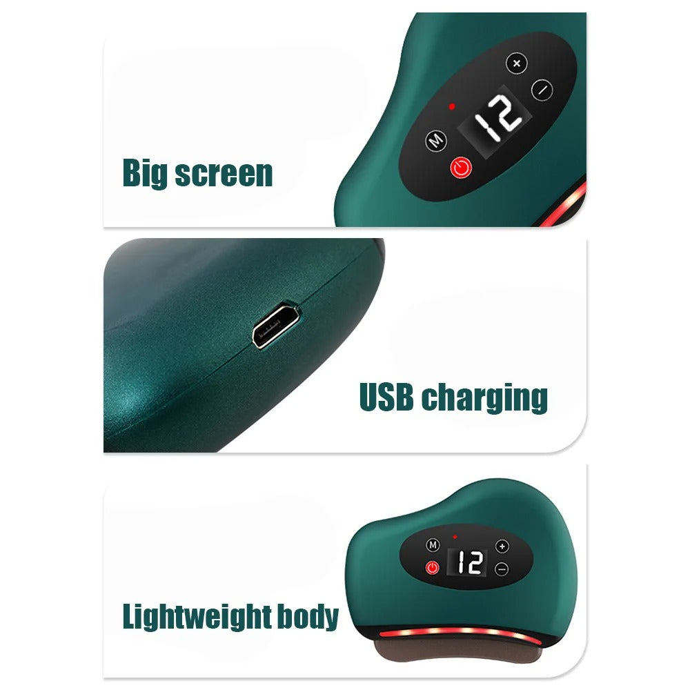 High Quality Electric Guasha Massager with Heating & Vibration – Hot Compress Eye & Face Tool for Skin Lifting & Wrinkle Reduction