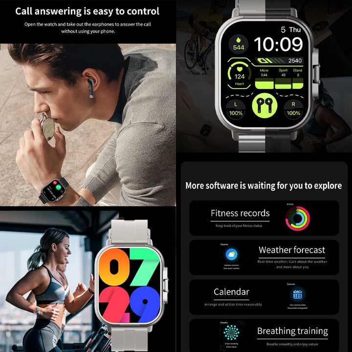 High Quality GPS Smartwatch with 2-in-1 TWS Earbuds – Bluetooth Call, Heart Rate, Blood Pressure & Health Monitoring, Music Playback, 2.01" Full Touch TFT Display, Long Battery Life, AI Voice Assistant, Ideal for Fitness & Daily Use