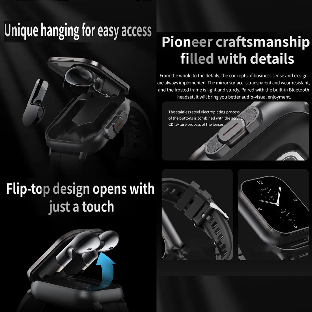 High Quality GPS Smartwatch with 2-in-1 TWS Earbuds – Bluetooth Call, Heart Rate, Blood Pressure & Health Monitoring, Music Playback, 2.01" Full Touch TFT Display, Long Battery Life, AI Voice Assistant, Ideal for Fitness & Daily Use