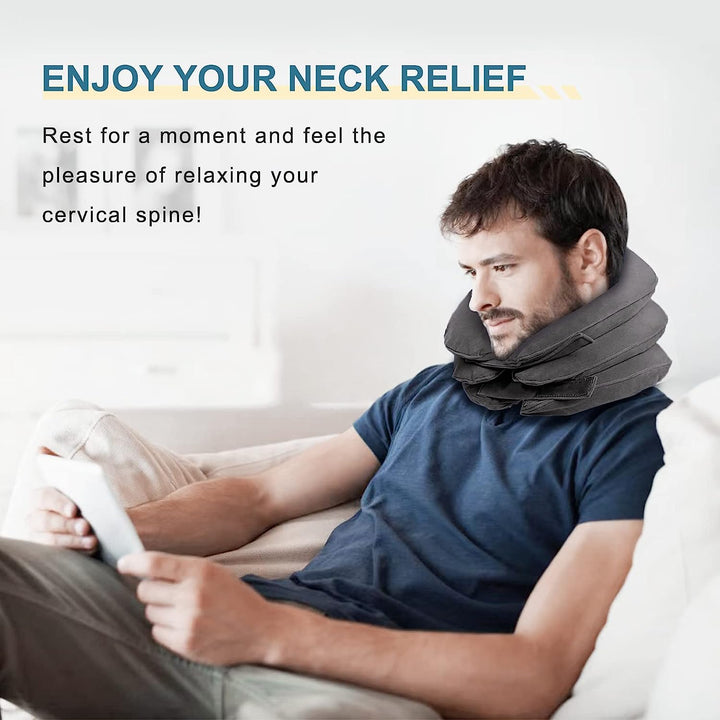 High-Quality Inflatable Neck Collar Pillow for Cervical Traction & Posture Correction, Orthopedic Pain Relief for Neck, Shoulder & Headache
