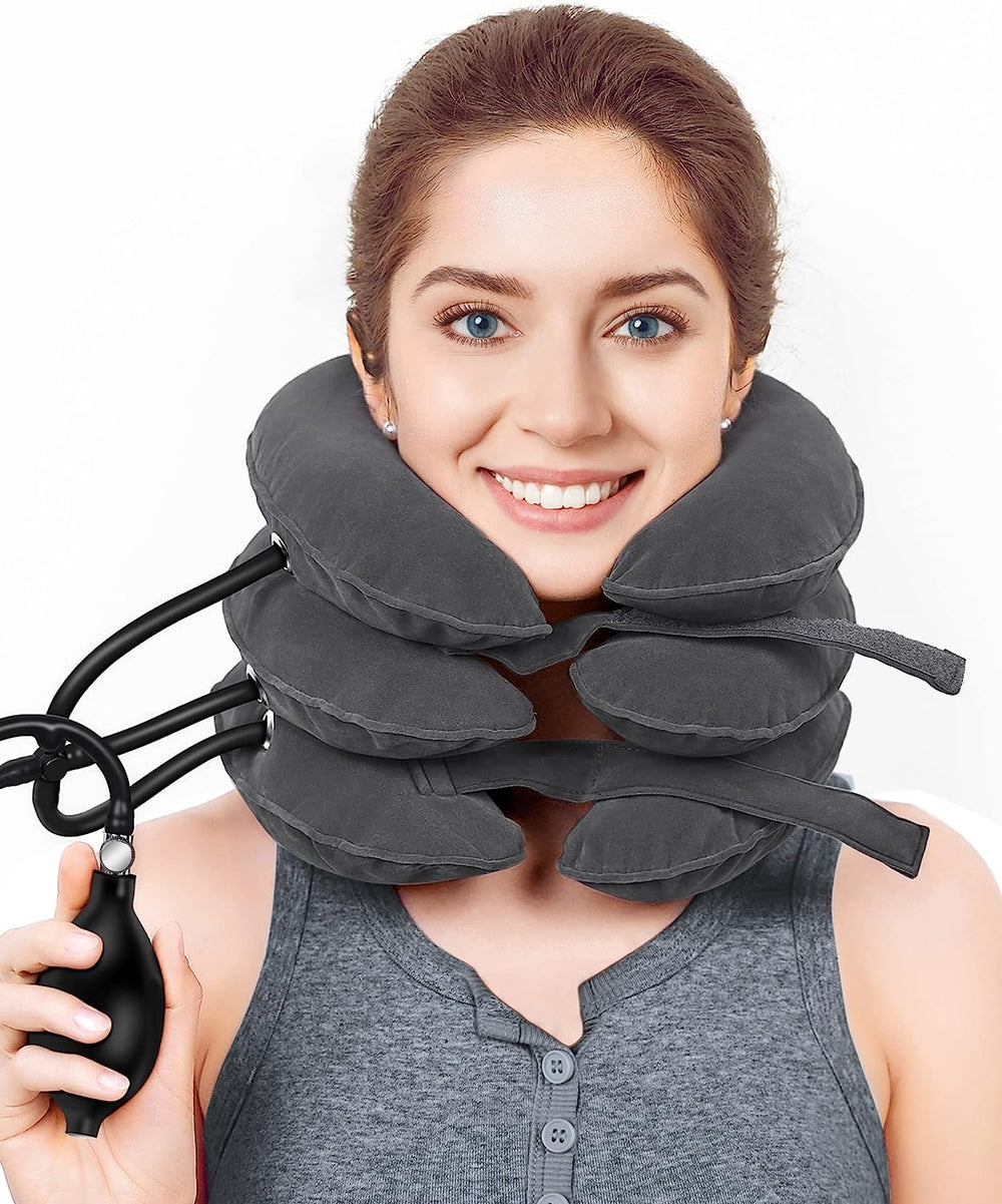 High-Quality Inflatable Neck Collar Pillow for Cervical Traction & Posture Correction, Orthopedic Pain Relief for Neck, Shoulder & Headache