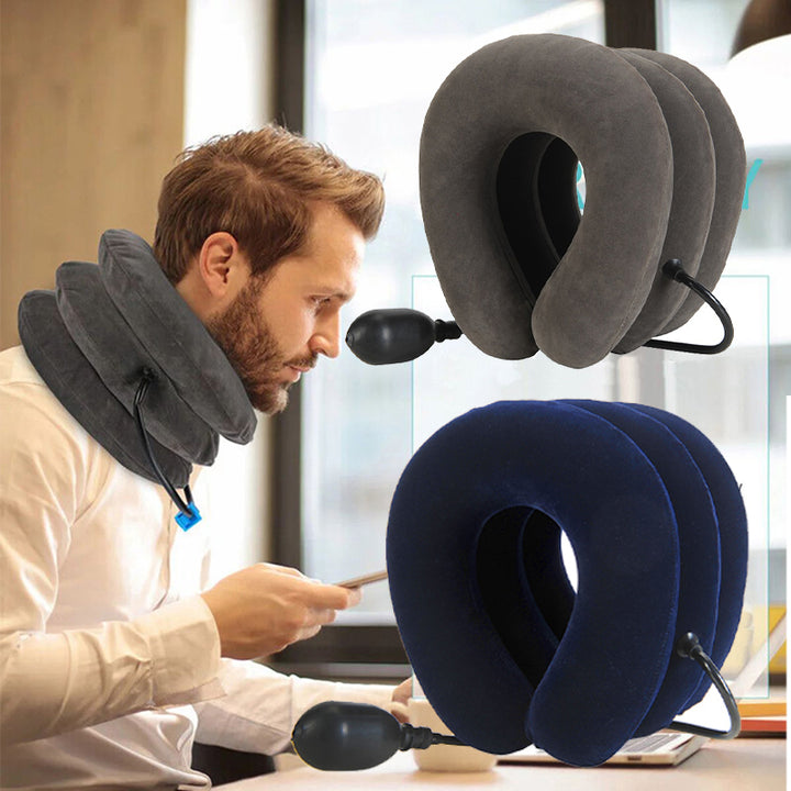 High-Quality Inflatable Neck Collar Pillow for Cervical Traction & Posture Correction, Orthopedic Pain Relief for Neck, Shoulder & Headache