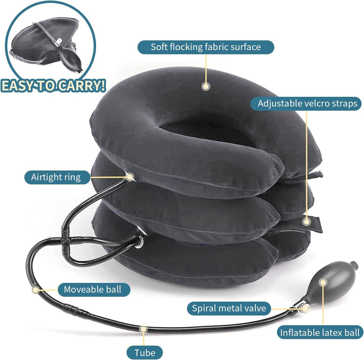 High-Quality Inflatable Neck Collar Pillow for Cervical Traction & Posture Correction, Orthopedic Pain Relief for Neck, Shoulder & Headache