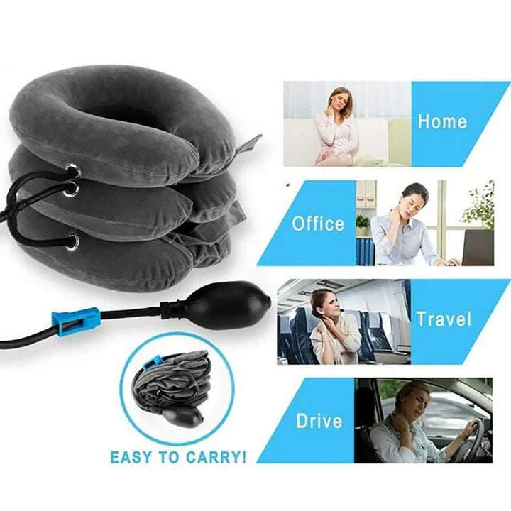 High-Quality Inflatable Neck Collar Pillow for Cervical Traction & Posture Correction, Orthopedic Pain Relief for Neck, Shoulder & Headache