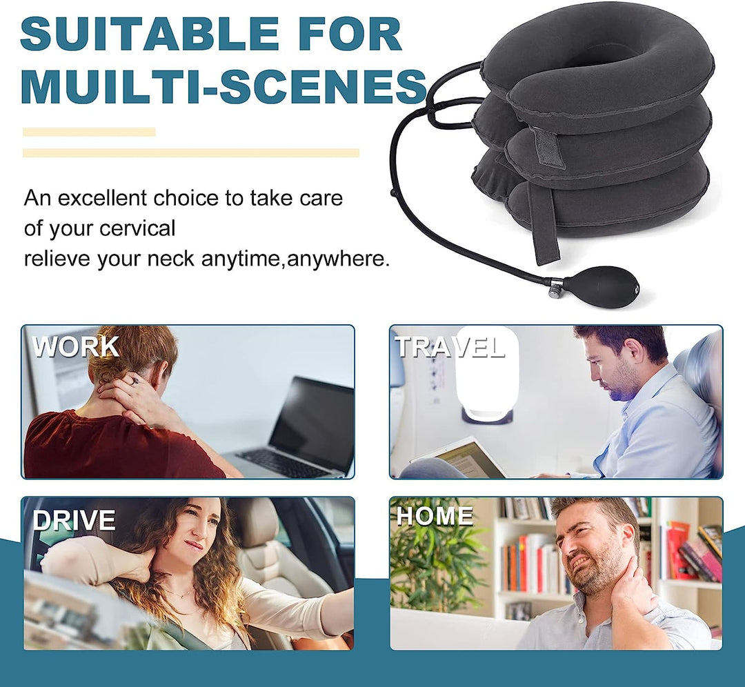 High-Quality Inflatable Neck Collar Pillow for Cervical Traction & Posture Correction, Orthopedic Pain Relief for Neck, Shoulder & Headache