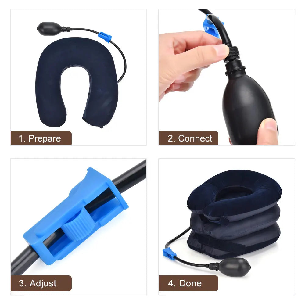 High-Quality Inflatable Neck Collar Pillow for Cervical Traction & Posture Correction, Orthopedic Pain Relief for Neck, Shoulder & Headache