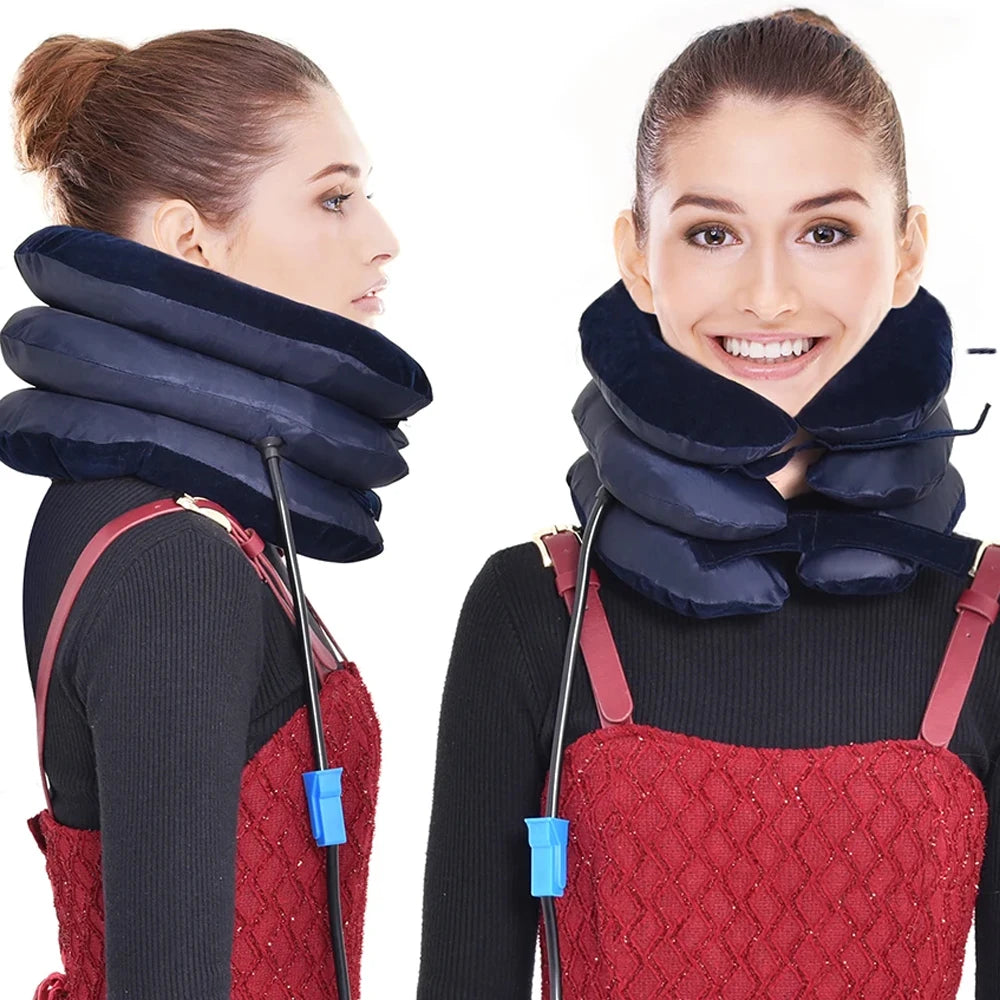 High-Quality Inflatable Neck Collar Pillow for Cervical Traction & Posture Correction, Orthopedic Pain Relief for Neck, Shoulder & Headache