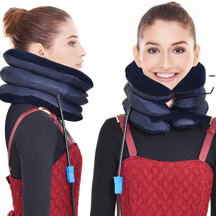 High-Quality Inflatable Neck Collar Pillow for Cervical Traction & Posture Correction, Orthopedic Pain Relief for Neck, Shoulder & Headache