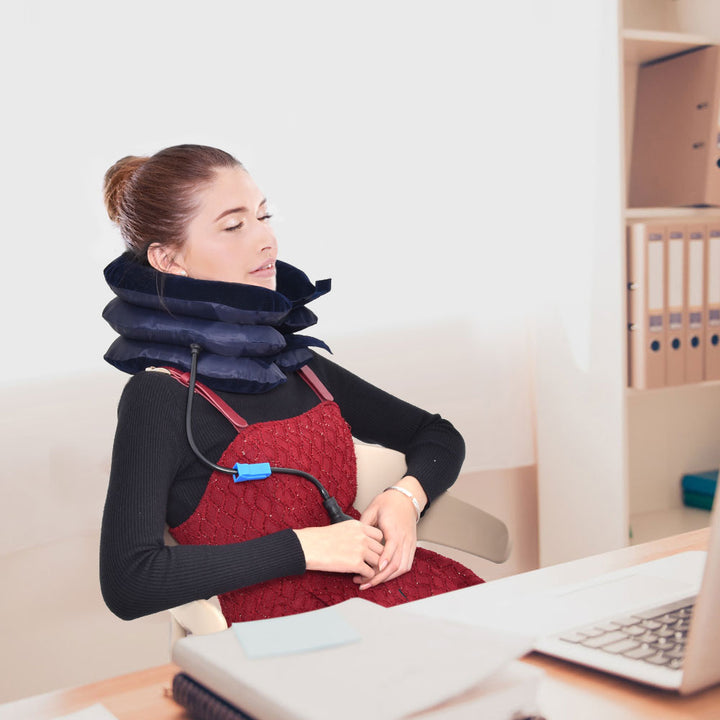 High-Quality Inflatable Neck Collar Pillow for Cervical Traction & Posture Correction, Orthopedic Pain Relief for Neck, Shoulder & Headache