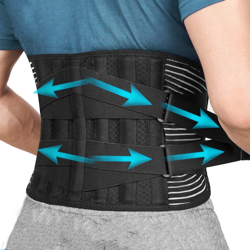 High Quality Lower Back Brace with 6 Stays – Orthopedic Lumbar Support Belt for Gym, Pain Relief, Anti-Skid Breathable Waist Support for Injury Prevention, Ideal for Weight Lifting, Long Sitting