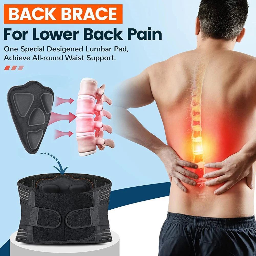 High Quality Lower Back Brace with 6 Stays – Orthopedic Lumbar Support Belt for Gym, Pain Relief, Anti-Skid Breathable Waist Support for Injury Prevention, Ideal for Weight Lifting, Long Sitting