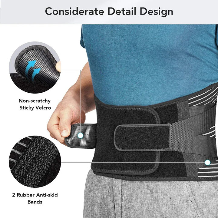 High Quality Lower Back Brace with 6 Stays – Orthopedic Lumbar Support Belt for Gym, Pain Relief, Anti-Skid Breathable Waist Support for Injury Prevention, Ideal for Weight Lifting, Long Sitting