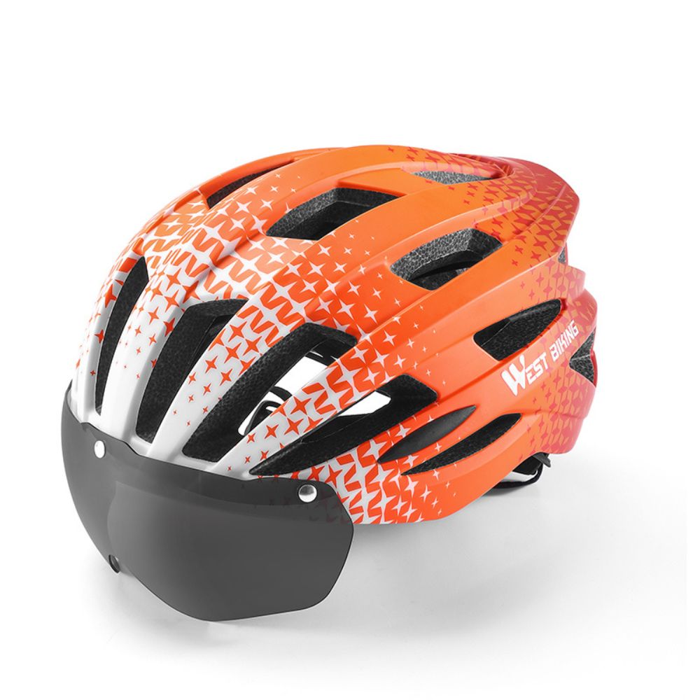 High-Quality Magnetic Lens Cycling Helmet - Breathable, Lightweight MTB & Road Bike Helmet for Men & Women, Integrated PC Shell + EPS Foam, 56-61cm Adjustable, Gray Goggles Included