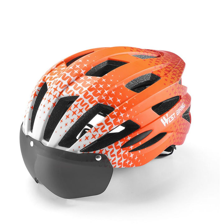 High-Quality Magnetic Lens Cycling Helmet - Breathable, Lightweight MTB & Road Bike Helmet for Men & Women, Integrated PC Shell + EPS Foam, 56-61cm Adjustable, Gray Goggles Included