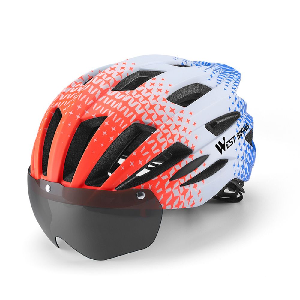 High-Quality Magnetic Lens Cycling Helmet - Breathable, Lightweight MTB & Road Bike Helmet for Men & Women, Integrated PC Shell + EPS Foam, 56-61cm Adjustable, Gray Goggles Included