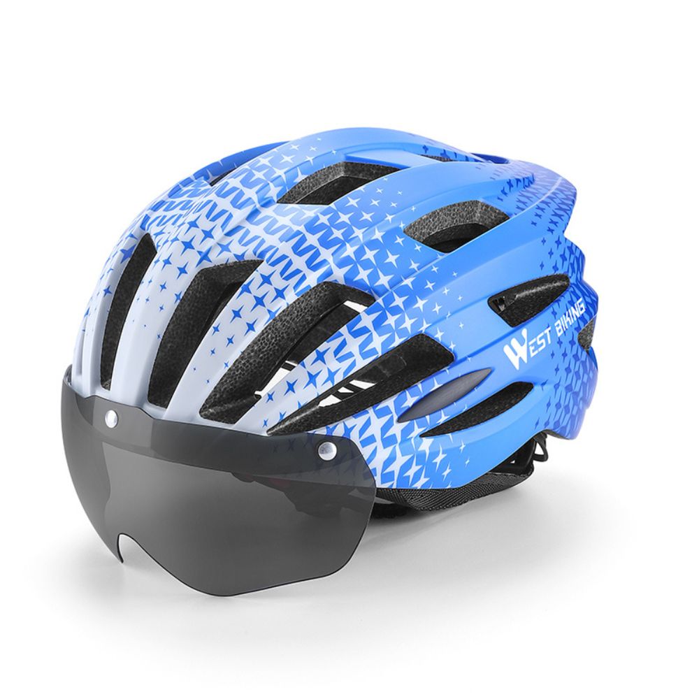 High-Quality Magnetic Lens Cycling Helmet - Breathable, Lightweight MTB & Road Bike Helmet for Men & Women, Integrated PC Shell + EPS Foam, 56-61cm Adjustable, Gray Goggles Included