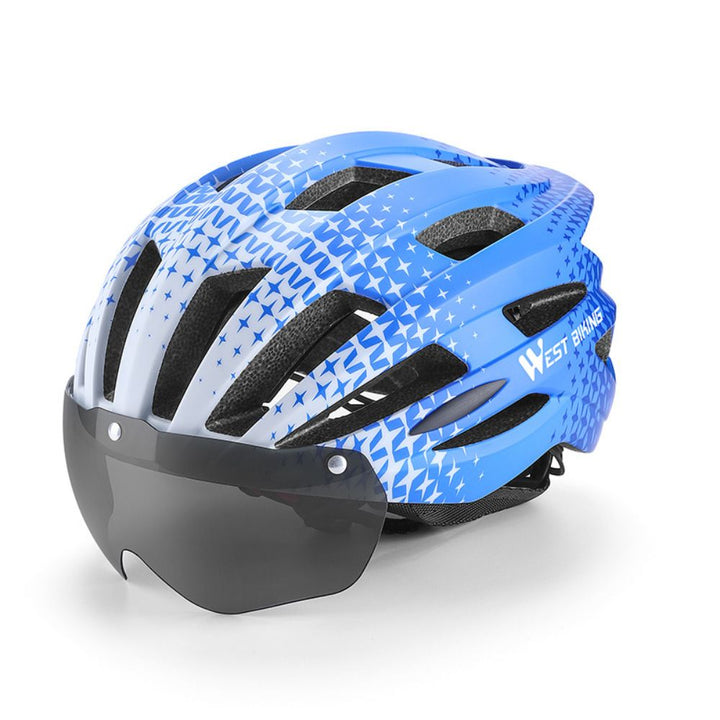High-Quality Magnetic Lens Cycling Helmet - Breathable, Lightweight MTB & Road Bike Helmet for Men & Women, Integrated PC Shell + EPS Foam, 56-61cm Adjustable, Gray Goggles Included