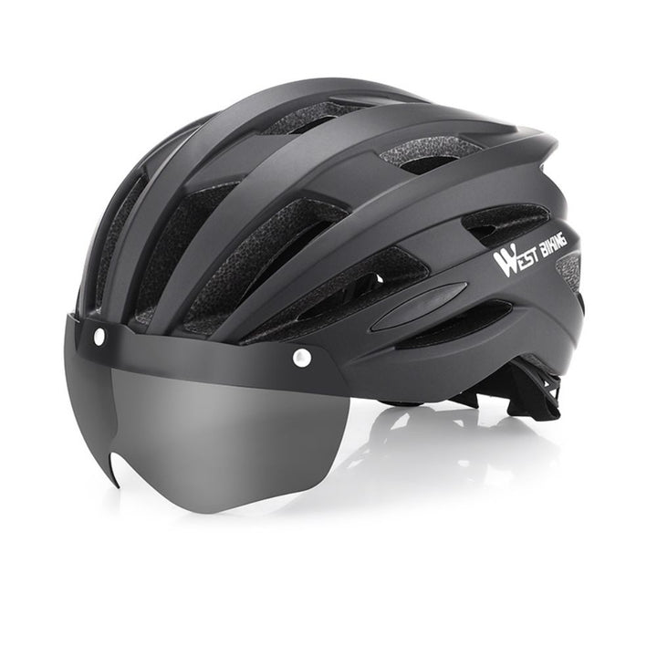 High-Quality Magnetic Lens Cycling Helmet - Breathable, Lightweight MTB & Road Bike Helmet for Men & Women, Integrated PC Shell + EPS Foam, 56-61cm Adjustable, Gray Goggles Included