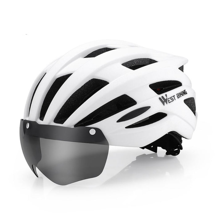 High-Quality Magnetic Lens Cycling Helmet - Breathable, Lightweight MTB & Road Bike Helmet for Men & Women, Integrated PC Shell + EPS Foam, 56-61cm Adjustable, Gray Goggles Included
