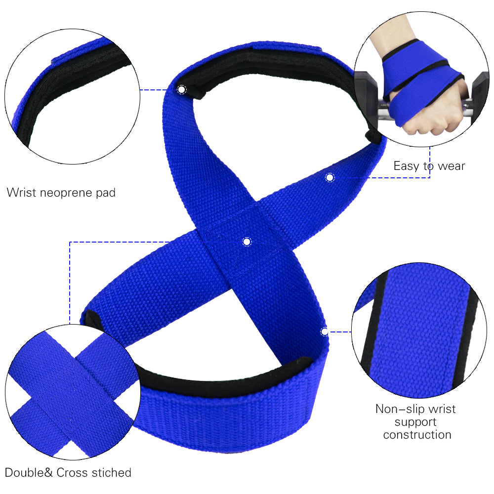 High Quality Padded Figure 8 Straps for Deadlift – Weight Lifting Wrist Straps for Power Lifters, Workout Pull-Ups, Horizontal Bar, Gym Fitness, Durable and Comfortable Support