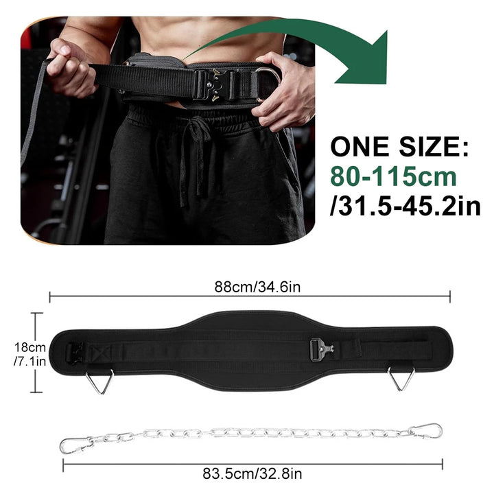 High Quality Sports Dip Belt with Steel Chain – Weight Lifting Belt for Men and Women, Supports Up to 260kg for Pull Ups, Training, Adjustable Waist Support Belt, Durable EVA and Nylon Construction