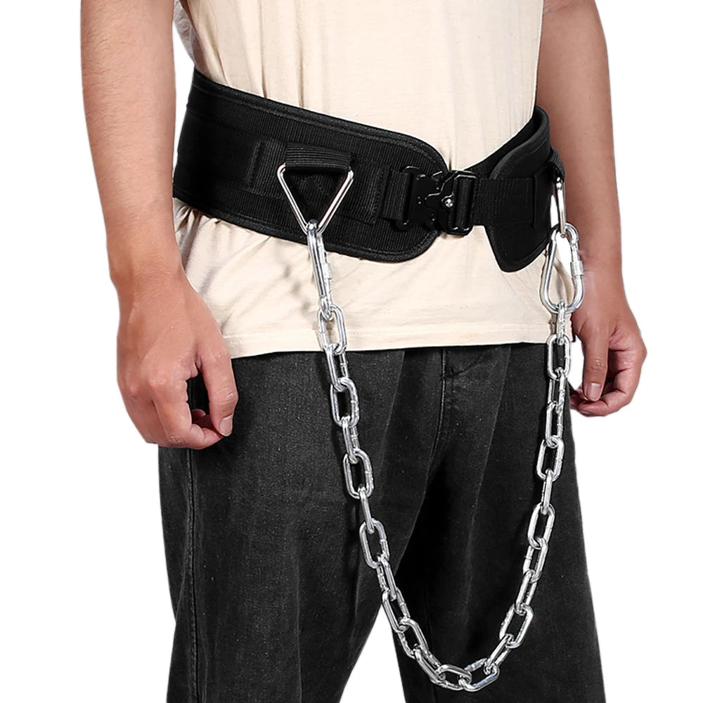 High Quality Sports Dip Belt with Steel Chain – Weight Lifting Belt for Men and Women, Supports Up to 260kg for Pull Ups, Training, Adjustable Waist Support Belt, Durable EVA and Nylon Construction