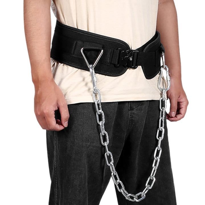 High Quality Sports Dip Belt with Steel Chain – Weight Lifting Belt for Men and Women, Supports Up to 260kg for Pull Ups, Training, Adjustable Waist Support Belt, Durable EVA and Nylon Construction