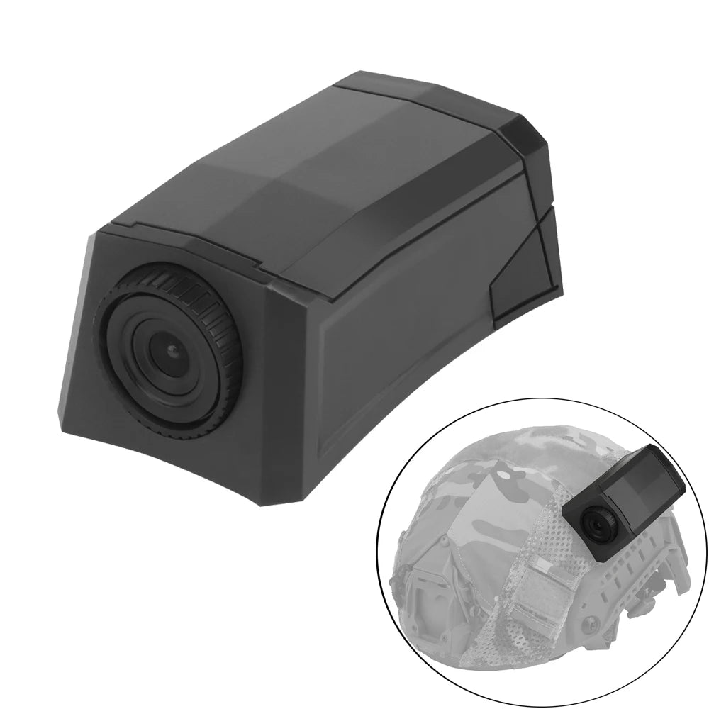 High-Quality Tactical Helmet Camera Model - Hook and Loop Fast Attachment, Prop for CS Game, Filming, Tactical Training, Durable Plastic, Black 8.9cm x 5.2cm x 4cm