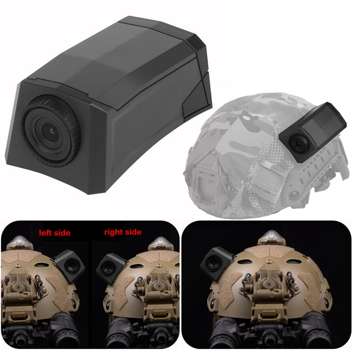 High-Quality Tactical Helmet Camera Model - Hook and Loop Fast Attachment, Prop for CS Game, Filming, Tactical Training, Durable Plastic, Black 8.9cm x 5.2cm x 4cm