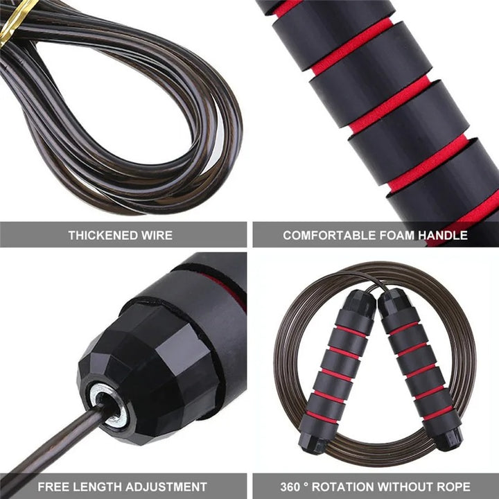 High-Quality Tangle-Free Jump Rope with Ball Bearings – Adjustable 3m Speed Cable Skipping Rope for Gym, Cardio, and Cross Training, Steel Wire with PVC Coating, Non-Slip EVA Handles, Ideal for Fitness, Weight Loss, and Boxing