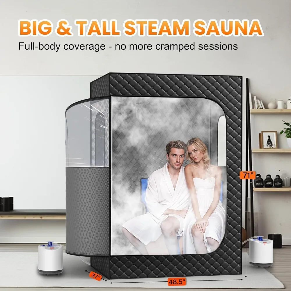Luxury 2 Person Portable Steam Sauna – Full Body Home Spa Tent with Dual Steam Generators and 9 Level Control