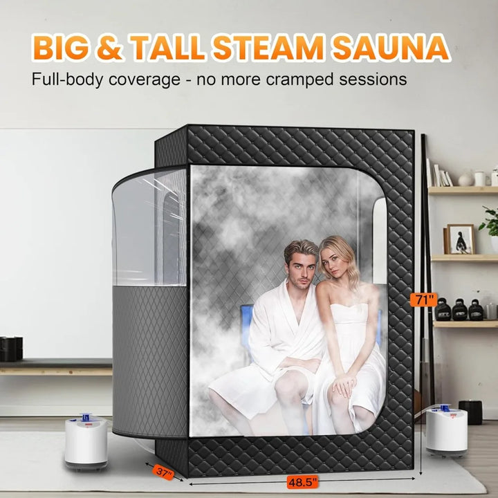 Luxury 2 Person Portable Steam Sauna – Full Body Home Spa Tent with Dual Steam Generators and 9 Level Control