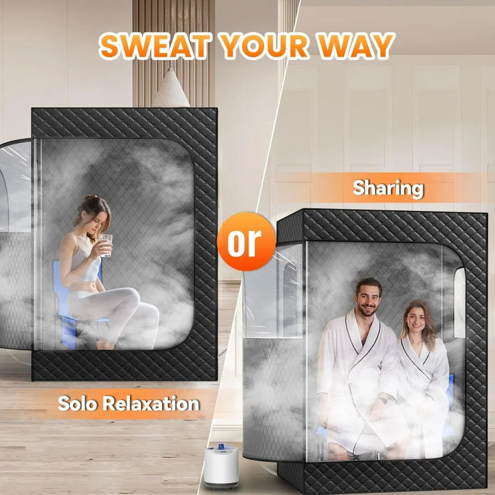 Luxury 2 Person Portable Steam Sauna – Full Body Home Spa Tent with Dual Steam Generators and 9 Level Control