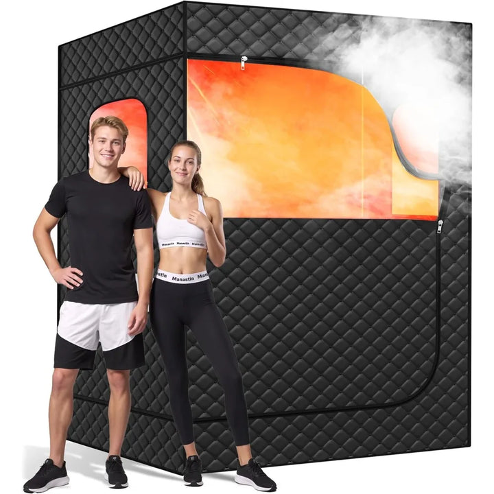 Luxury 2 Person Portable Steam Sauna – Full Body Home Spa Tent with Dual Steam Generators and 9 Level Control