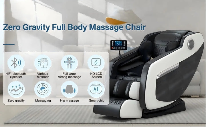 Luxury 4D Zero Gravity Massage Chair – Full Body Shiatsu Recliner with Heating, Airbag Compression and Bluetooth Music
