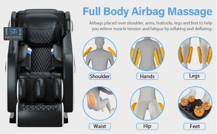 Luxury 4D Zero Gravity Massage Chair – Full Body Shiatsu Recliner with Heating, Airbag Compression and Bluetooth Music