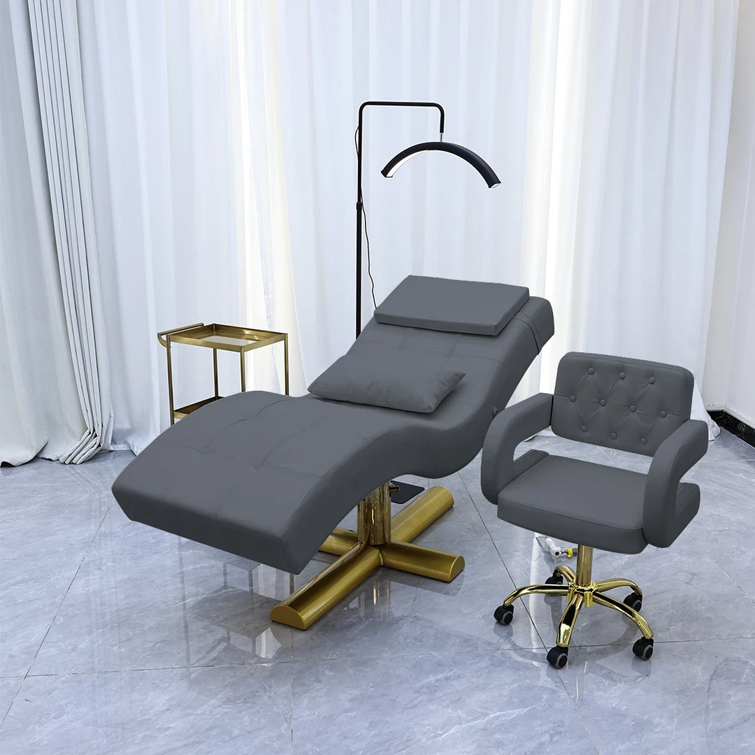 Luxury Beauty Care Bed Facial Hydrotherapy Head Massage Table – Foldable Salon SPA Treatment Chair with Genuine Leather