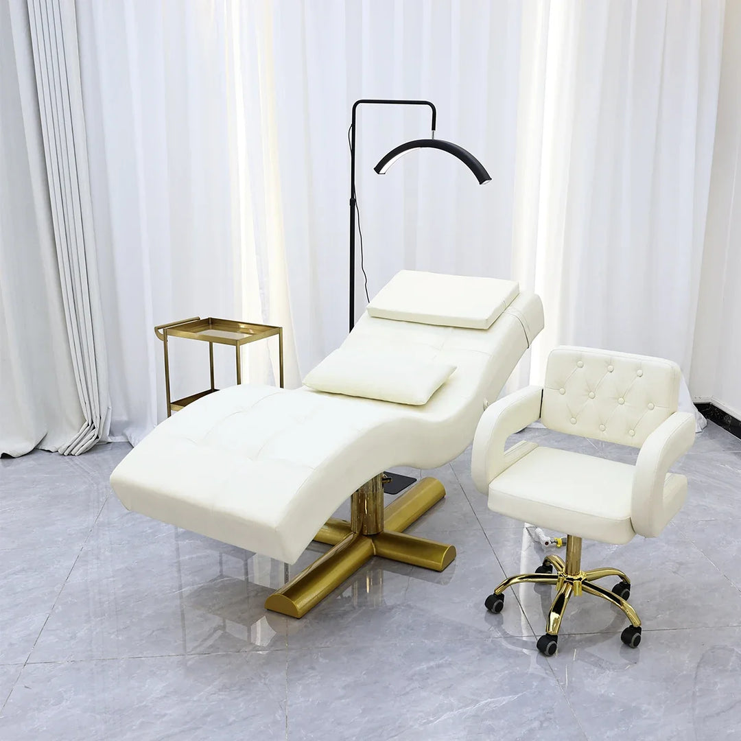 Luxury Beauty Care Bed Facial Hydrotherapy Head Massage Table – Foldable Salon SPA Treatment Chair with Genuine Leather