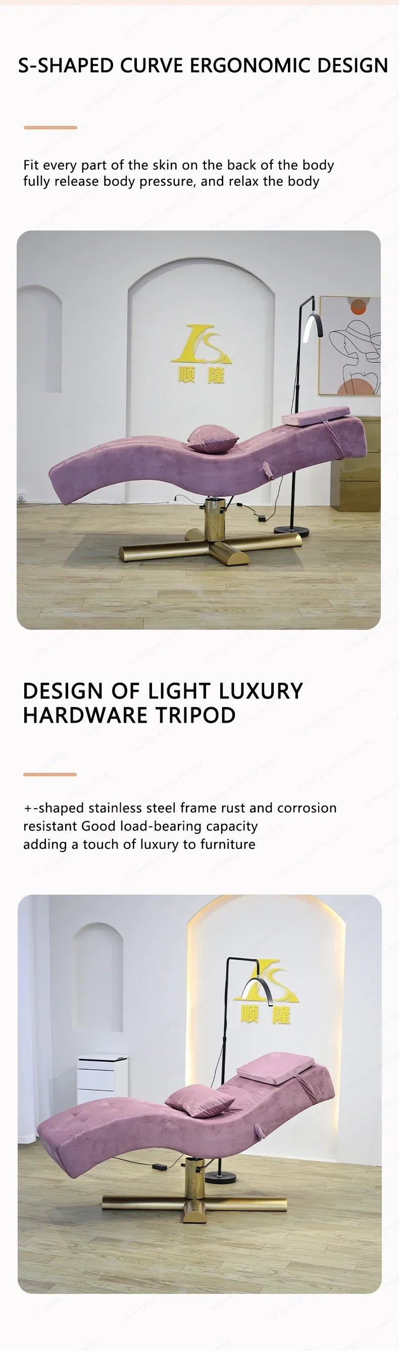 Luxury Beauty Care Bed Facial Hydrotherapy Head Massage Table – Foldable Salon SPA Treatment Chair with Genuine Leather