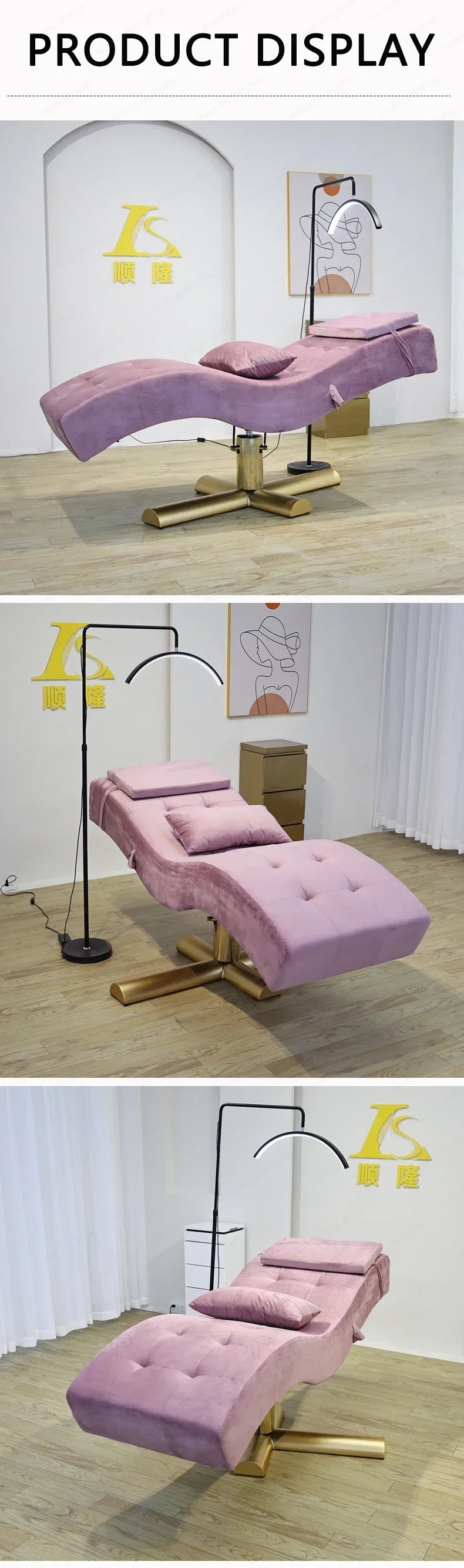Luxury Beauty Care Bed Facial Hydrotherapy Head Massage Table – Foldable Salon SPA Treatment Chair with Genuine Leather