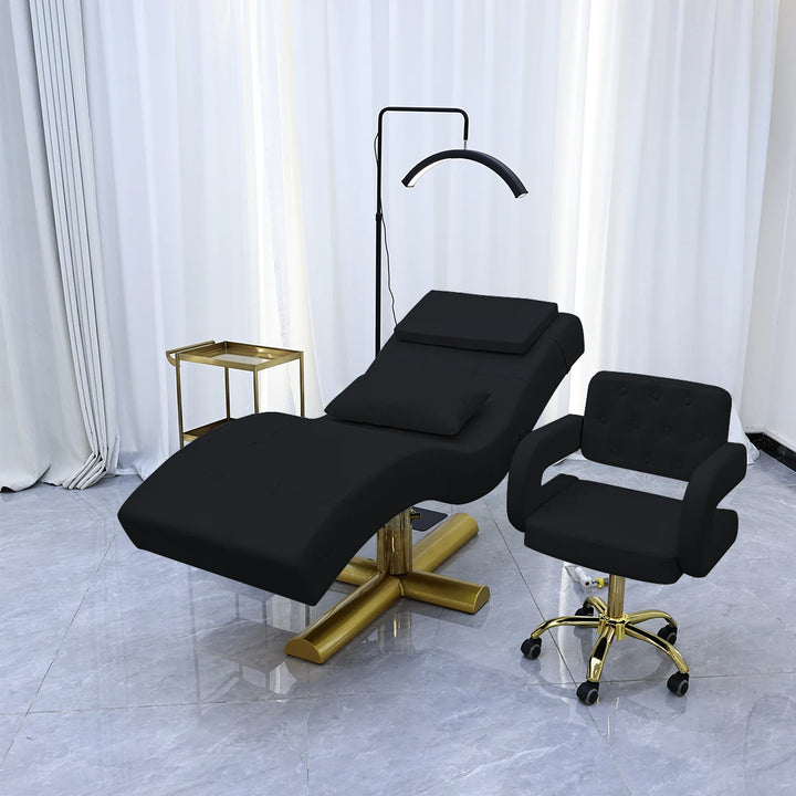 Luxury Beauty Care Bed Facial Hydrotherapy Head Massage Table – Foldable Salon SPA Treatment Chair with Genuine Leather