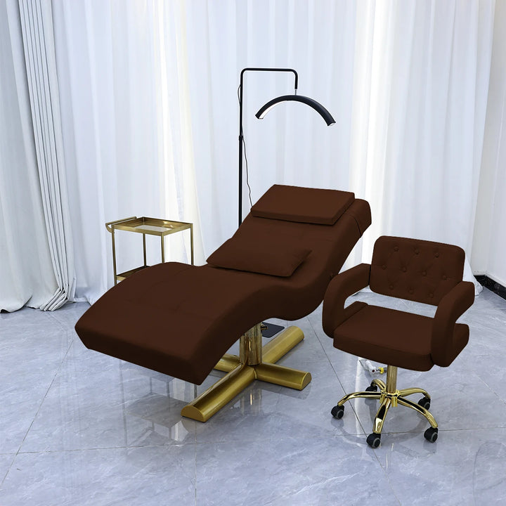 Luxury Beauty Care Bed Facial Hydrotherapy Head Massage Table – Foldable Salon SPA Treatment Chair with Genuine Leather