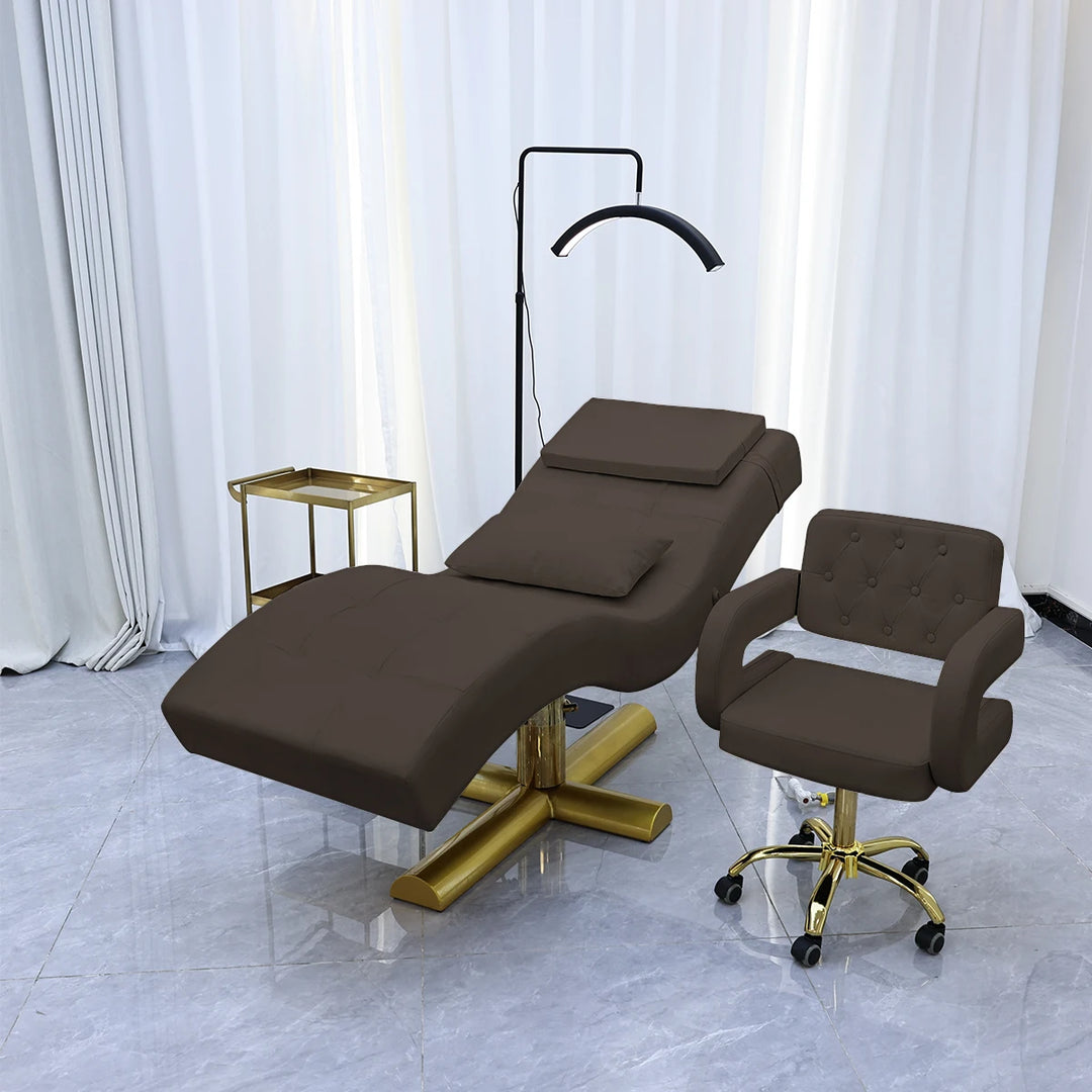 Luxury Beauty Care Bed Facial Hydrotherapy Head Massage Table – Foldable Salon SPA Treatment Chair with Genuine Leather